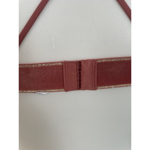 B. Tempt'd Lingerie Bralette Lace Velvet Gold Trim Strappy - Picture 7 of 8